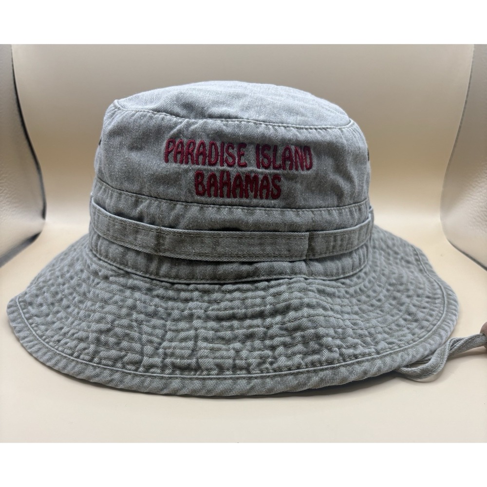 Paradise Island Bahamas Bucket Safari Fishing Hat Mesh Lined‎ Vented Tan/Khaki